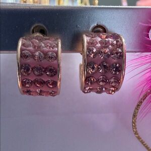 Elegant Pink Crystal Hoop Earrings